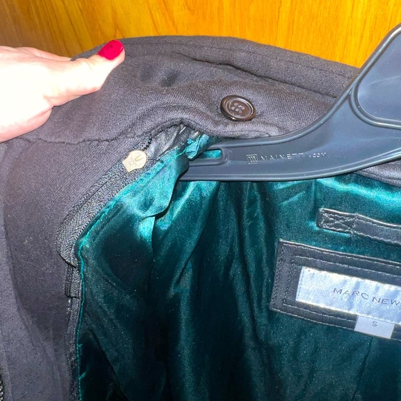 Marc New York black genuine leather jacket with removable hood green interior - Picture 3 of 11
